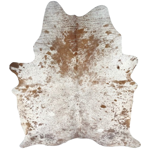 White and Brown Speckled Brazilian Cowhide: white with brown speckles and spots - 7'5" x 5'5" (BRSP3398)