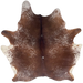 Large Dk Reddish Brown and White Speckled Brazilian Cowhide: dark reddish brown with white speckles, and white with dark reddish brown speckles on the belly - 7'6" x 6'1" (BRSP3399)