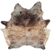 Brazilian Tricolor Speckled Cowhide: off-white with light reddish brown, caramel, dark brown, and black speckles and spots - 7'2" x 6'5" (BRSP3400)