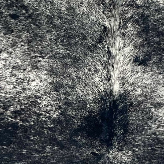 Closeup of this Large Speckled Brazilian Cowhide, showing white with black speckles and spots (BRSP3401)