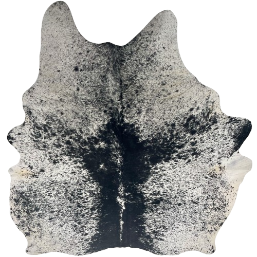 Large Black and White Speckled Brazilian Cowhide: white with black speckles and spots - 7'5" x 6'3" (BRSP3403)