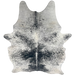 Large White and Black Speckled Brazilian Cowhide: white with black speckles and spots - 7'7" x 5'6" (BRSP3405)
