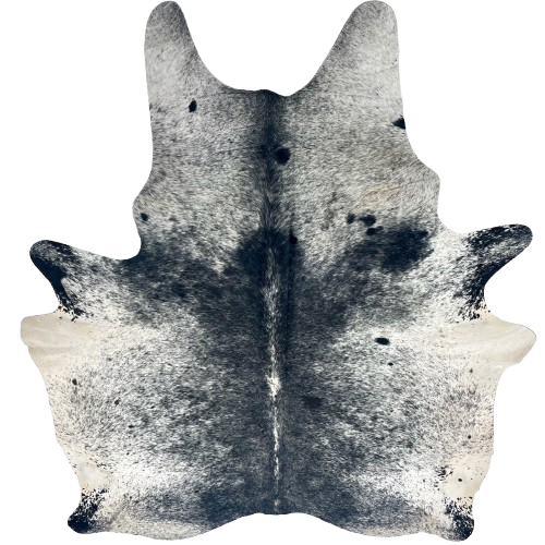 Large Black and White Speckled Brazilian Cowhide: white with black speckles and spots - 7'9" x 6'2" (BRSP3411)
