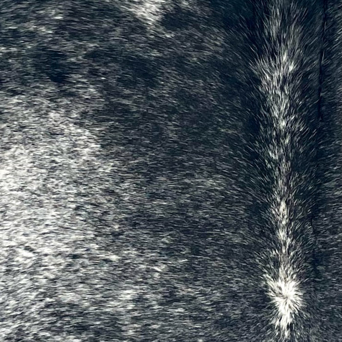 Closeup of this Large Speckled Brazilian Cowhide, showing white with black speckles and spots (BRSP3411)