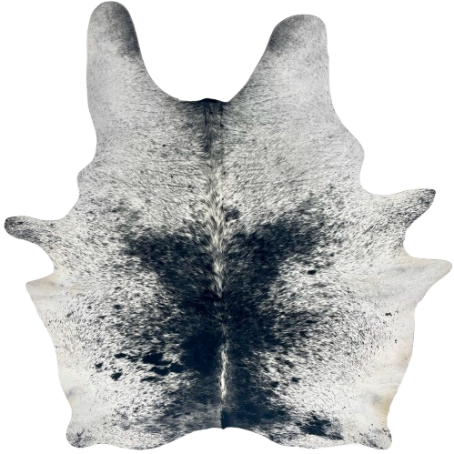 Large Black and White Speckled Brazilian Cowhide: white with black speckles and spots - 7'10" x 5'11" (BRSP3413)