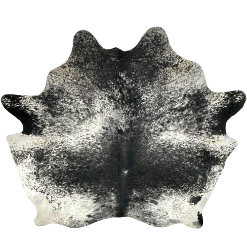Large Black and White Speckled Brazilian Cowhide: white with black speckles and spots - 7'5" x 7' (BRSP3414)
