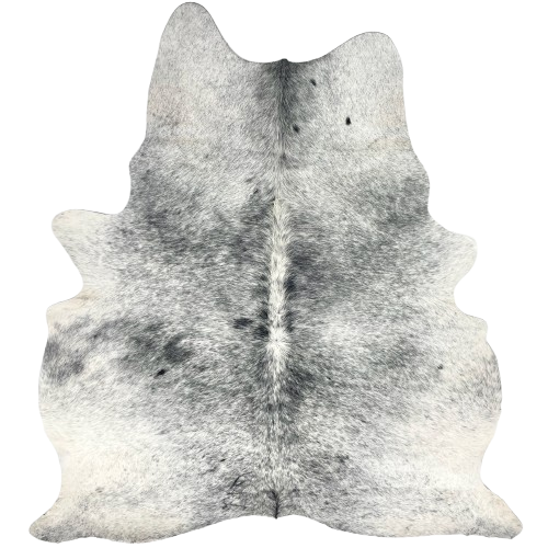 Large White and Black Speckled Brazilian Cowhide: white with black speckles and spots - 7'6" x 5'9" (BRSP3416)