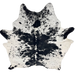 Black and White Speckled Brazilian Cowhide: white with black speckles and large and small, black spots - 7'4" x 6'5" (BRSP3427)