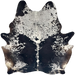 Large Black and White Speckled Brazilian Cowhide: white with black speckles, large and small, black spots, and brown and white on the belly - 7'11" x 6'5" (BRSP3431)