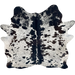 Black and White Speckled Brazilian Cowhide: white with black speckles and spots, and one brand mark on the right side of the butt - 6'11" x 6'2" (BRSP3433)