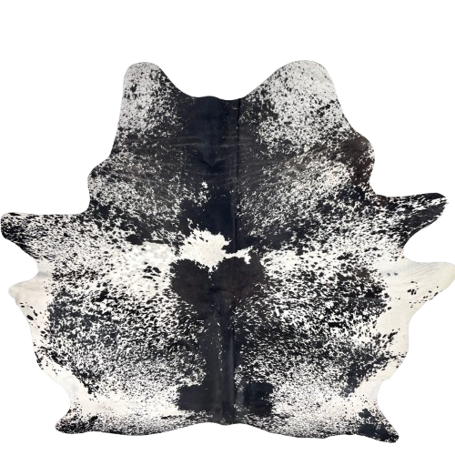 Large Black and White Speckled Brazilian Cowhide: white with black speckles and spots - 7'7" x 6'10" (BRSP3434)