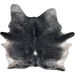 Large Black and White Speckled Brazilian Cowhide: black with white speckles, and white with black speckles on the belly - 7'10" x 6'7" (BRSP3435)