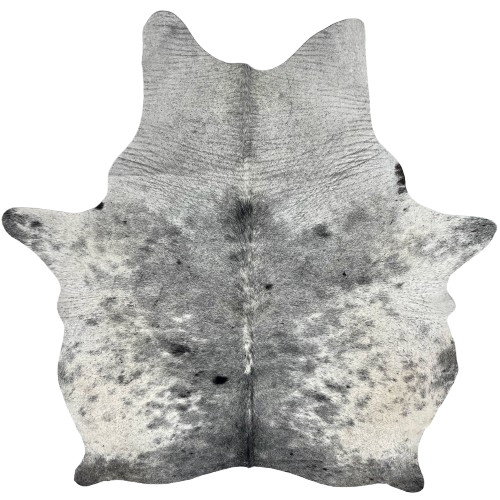 White and Black Speckled Brazilian Cowhide: white with black speckles and spots - 7'3" x 5'7" (BRSP3440)