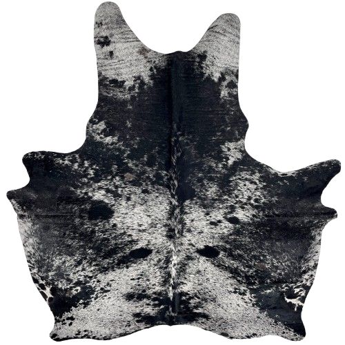 Large Black and White Speckled Brazilian Cowhide: white with black speckles and spots - 7'6" x 5'11" (BRSP3442)