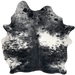 Black and White Speckled Brazilian Cowhide: black with white speckles and spots - 6'9" x 5'6" (BRSP3443)