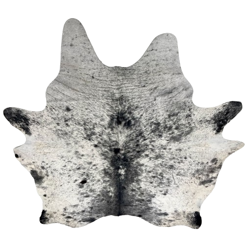 Large Black and White Speckled Brazilian Cowhide: white with black speckles and spots - 7'7" x 6'8" (BRSP3448)