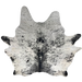 Large Black and White Speckled Brazilian Cowhide: white with black speckles and spots - 7'7" x 6'8" (BRSP3448)