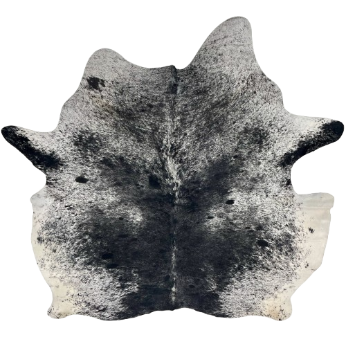 Black and White Speckled Brazilian Cowhide: white with black speckles and spots - 7' x 6'3" (BRSP3449)