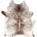 Brown and White Speckled Brazilian Cowhide: white with brown speckles and spots - 6'9" x 5'4" (BRSP3459)