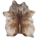 Brown and White Speckled Brazilian Cowhide: white with brown speckles and spots - 6'2" x 4'11" (BRSP3461)