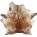 Brown and White Speckled Brazilian Cowhide: brown with white speckles and spots - 6'8" x 5'10" (BRSP3462)