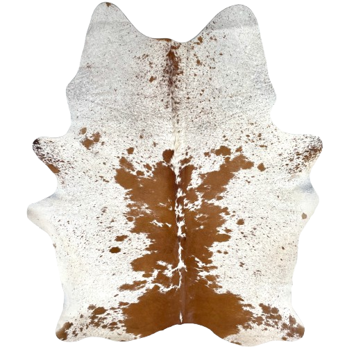 White and Brown Speckled Brazilian Cowhide:  white with brown speckles and spots - 6'9" x 5' (BRSP3472)