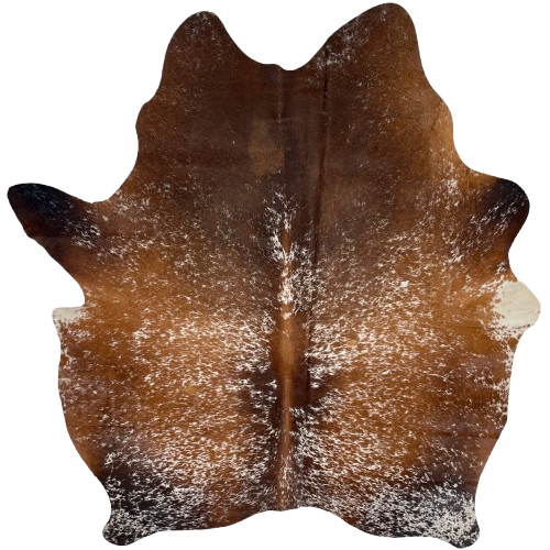 Brown and White Speckled Brazilian Cowhide: brown with white speckles - 6'8" x 5'5" (BRSP3473)