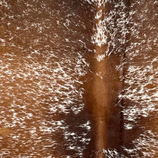 Closeup of this Speckled Brazilian Cowhide, showing brown with white speckles (BRSP3473)