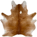 Brown and White Speckled Brazilian Cowhide: brown with cloudy, white and brown speckles and spots, and one white spots on the right side of the shoulder - 6'10" x 5'8" (BRSP3474)