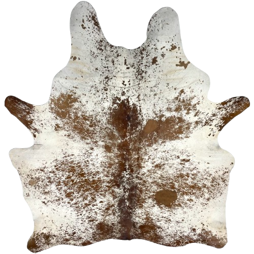 White and Chocolate Speckled Brazilian Cowhide: white with chocolate speckles and spots - 6'8" x 5'5" (BRSP3475)