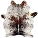 Tricolor Speckled Brazilian Cowhide: white with brown and black speckles and spots - 5'11" x 4'7" (BRSP3477)