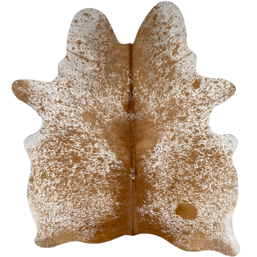Caramel and White Speckled Brazilian Cowhide: white with caramel speckles and spots - 5'9" x 4'9" (BRSP3478)