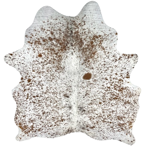 White and Brown Speckled Brazilian Cowhide: white with brown speckles and spots - 5'8" x 5' (BRSP3479)