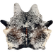 Tricolor Speckled Brazilian Cowhide:   white with brown and black speckles and spots, and off-white on the belly - 6'10" x 5'11" (BRSP3481)