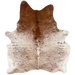 Reddish Brown and White Speckled Brazilian Cowhide: white with reddish brown speckles, and mostly solid reddish brown on the shoulder - 6'9" x 5'7" (BRSP3485)