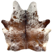 Brown and White Speckled Brazilian Cowhide: white with brown speckles and spots - 6'10" x 5'7" (BRSP3490)