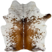 Brown and White Speckled Brazilian Cowhide: white with brown speckles and spots - 6'5" x 5' (BRSP3492)