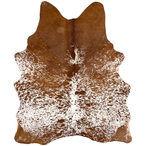 Reddish Brown and White Speckled Brazilian Cowhide: white with reddish brown speckles and spots - 6'8" x 5'2" (BRSP3495)