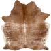 Brown and White Speckled Brazilian Cowhide: brown with white speckles, and white with brown speckles on the belly - 6'4" x 5'3" (BRSP3496)