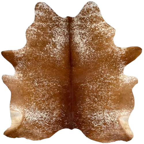 Reddish Brown and White Speckled Brazilian Cowhide: reddish brown with white speckles and spots - 6'10" x 5'6" (BRSP3499)