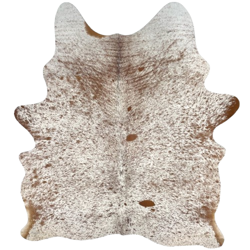 White and Brown Speckled Brazilian Cowhide: white with brown speckles and spots - 6' x 4'10" (BRSP3501)