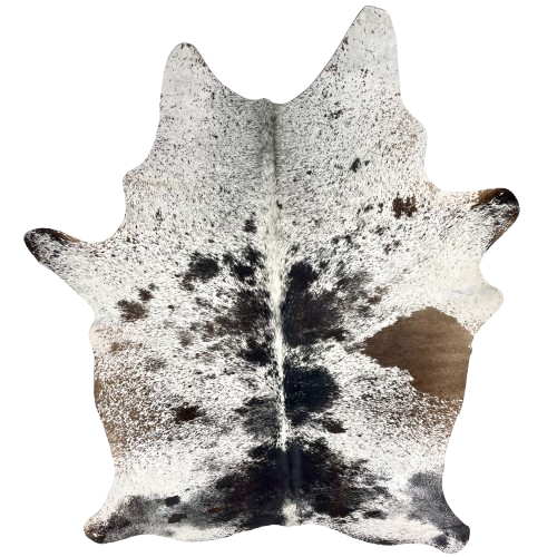 Tricolor Speckled Brazilian Cowhide: white with black and speckles and spots - 7'2" x 4'7" (BRSP3504)