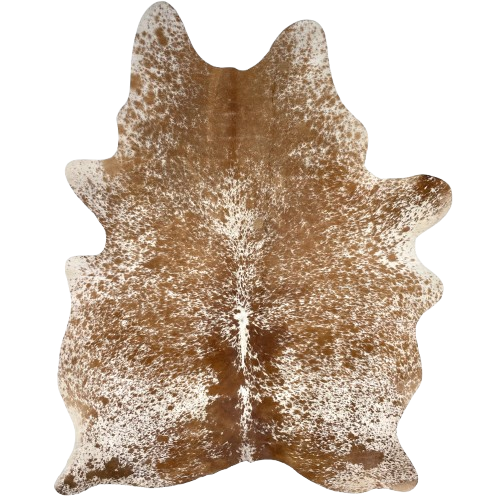 Brown and Off-White Speckled Brazilian Cowhide: off-white with brown speckles and spots - 6'5" x 4'9" (BRSP3506)
