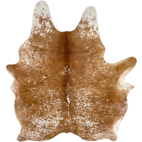 Brown and White Speckled Brazilian Cowhide: brown with white speckles and spots - 6'11" x 5'4" (BRSP3509)