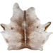 Brown and White Speckled Brazilian Cowhide: white with brown speckles and spots, and one brand mark on the left side of the back - 6'10" x 6'4" (BRSP3511)