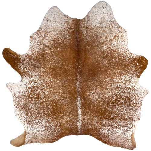 Reddish Brown and White Speckled Brazilian Cowhide: white with reddish brown speckles and spots - 6'9" x 5'7" (BRSP3516)