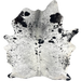 White and Black Speckled Brazilian Cowhide: white with black speckles and spots - 7'1" x 5'5" (BRSP3522)
