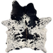 Black and White Speckled Brazilian Cowhide: white with black speckles and spots, and brown down part of the spine - 5'10" x 4'9" (BRSP3530)
