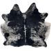 Black and White Speckled Brazilian Cowhide: black with white speckles and spots, and longer hair down the spine - 5'4" x 5'4" (BRSP3531)