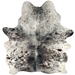 Dark Tricolor Speckled Brazilian Cowhide: white with black speckles, and dark brown and black spots - 5'5" x 4'8" (BRSP3536)